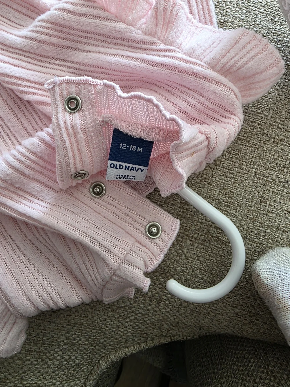 Old Navy Light Pink Ribbed Ruffle Long Sleeve Top